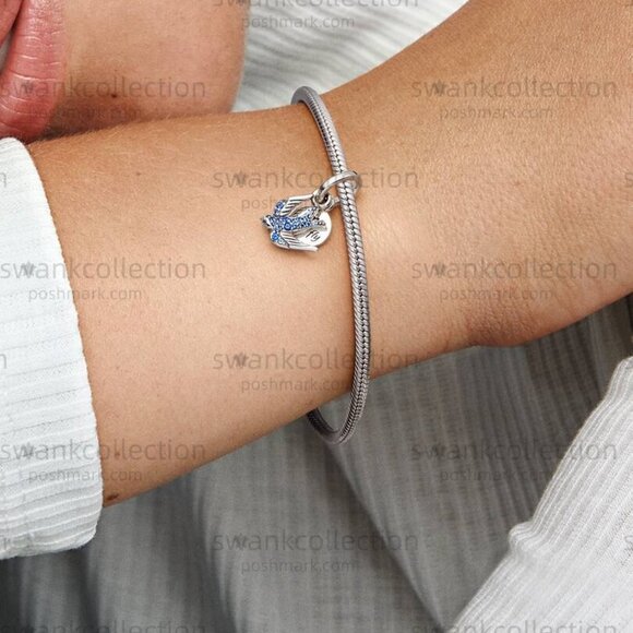 Pandora Sparkling Swallow & Quote Double Dangle Charm - Picture 4 of 5